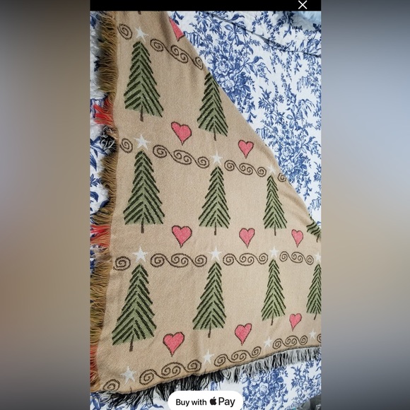 Vintage Hearts Stars Swirls Trees Throw - Picture 4 of 9